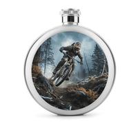 Fiaschetta rotonda per liquori da torneo di mountain bike, in acciaio inox, a prova di perdite, per compleanni, regali di Natale, per uomini, donne, damigelle d'onore, feste di nozze, 141,7 g