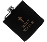 Fiaschetta Santa in Acciaio Inox Nera, Portatile e Discreta | Tappo a Vite Incluso, Profilo Curvo e Sottile, per Chiesa, Battesimi, Matrimoni Colore Casuale