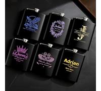 Fiaschetta Tascabile 1 Pezzo per Liquori Personalizzata Uomo Regali di Matrimonio Compleanno Festa del Papà Nero Acciaio Inox 304