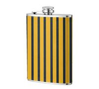 Fiaschetta tascabile a righe verticali gialle e blu navy, 236 ml, in acciaio inox, per papà, testimone dello sposo, matrimonio, viaggi, campeggio