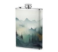 Fiaschetta tascabile astratta minimalista verde foresta, 236 ml, in acciaio inox, per papà, testimone dello sposo, matrimonio, viaggi, campeggio