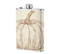 Fiaschetta tascabile beige con disegni di zucca, 236 ml, in acciaio inox, per papà, testimone dello sposo, matrimonio, viaggi, campeggio