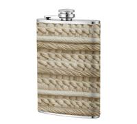 Fiaschetta tascabile beige con motivo texture of woven da 226,8 g, in acciaio inox, per papà, testimone dello sposo, matrimonio, viaggi, campeggio