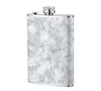 Fiaschetta tascabile bianca con texture marmorizzata, 236 ml, in acciaio inox, per papà, testimone dello sposo, matrimonio, viaggi, campeggio