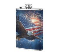Fiaschetta tascabile con bandiera americana con aquila, 237 ml, in acciaio inox, per papà, testimone dello sposo, matrimonio, viaggi, campeggio