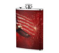 Fiaschetta tascabile con bandiera americana con aquila in volo in fuochi d'artificio, fiaschetta da 236 ml, in acciaio inox, per papà, testimone dello sposo, matrimonio, viaggi, campeggio
