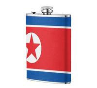 Fiaschetta tascabile con bandiera della Corea del Nord, 236 ml, in acciaio inox, per papà, testimone dello sposo, matrimonio, viaggi, campeggio