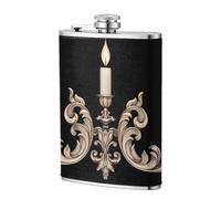 Fiaschetta tascabile con candelabro, 236 ml, in acciaio inox, per papà, testimone dello sposo, matrimonio, viaggi, campeggio