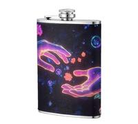 Fiaschetta tascabile con due mani fluo che si raggiungono l'una sull'altra, 236 ml, in acciaio inox, per papà, testimone dello sposo, matrimoni, viaggi, campeggio