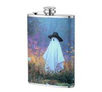 Fiaschetta tascabile con fantasma con cappello nero e fiori selvatici, 236 ml, in acciaio inox, per papà, testimone dello sposo, matrimonio, viaggi, campeggio