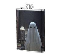 Fiaschetta tascabile con fantasma in The Library at Night, 236 ml, in acciaio inox, per papà, testimone dello sposo, matrimonio, viaggi, campeggio