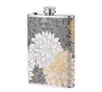 Fiaschetta tascabile con fiori di crisantemo e fiori di crisantemo, 236 ml, in acciaio inox, per papà, testimone dello sposo, matrimonio, viaggi, campeggio