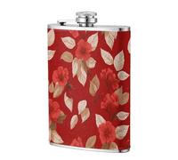 Fiaschetta tascabile con fiori rossi da 236 ml, in acciaio inox, per papà, testimone dello sposo, matrimonio, viaggi, campeggio