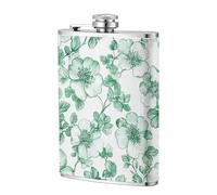 Fiaschetta tascabile con fiori verdi ad acquerello, 237 ml, in acciaio inox, per papà, testimone dello sposo, matrimonio, viaggi, campeggio