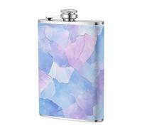 Fiaschetta tascabile con motivo ghiaccio incrinato color lavanda e blu, 226,8 g, in acciaio inox, per papà, testimone dello sposo, matrimonio, viaggi, campeggio