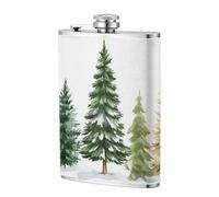 Fiaschetta tascabile con motivo "Gruppo di alberi sempreverdi", in acciaio inox, per papà, testimone dello sposo, matrimonio, viaggi, campeggio