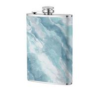 Fiaschetta tascabile con motivo marmorizzato blu ghiaccio bianco innevato, 226,8 g, in acciaio inox, per papà, testimone dello sposo, matrimonio, viaggi, campeggio