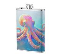 Fiaschetta tascabile con motivo Octopus in The Ocean, 237 ml, in acciaio inox, per papà, testimone dello sposo, matrimonio, viaggi, campeggio