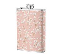 Fiaschetta tascabile con piccoli fiori bianchi su rosa, 236 ml, in acciaio inox, per papà, testimone dello sposo, matrimonio, viaggi, campeggio