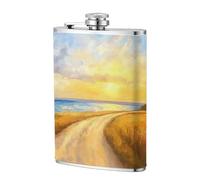 Fiaschetta tascabile con scritta "Sunrise The Road Leads to The Sea", 237 ml, in acciaio inox, per papà, testimone dello sposo, matrimonio, viaggi, campeggio