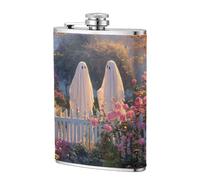 Fiaschetta tascabile con scritta "Two Ghosts in the Garden", 237 ml, in acciaio inox, per papà, testimone dello sposo, matrimonio, viaggi, campeggio