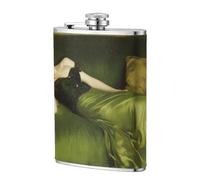 Fiaschetta tascabile con scritta "Woman Lying On The Green Sofa I Pocket Hip Flask 226,8 g, in acciaio inox, per papà, testimone dello sposo, matrimonio, viaggi, campeggio