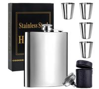Fiaschetta Tascabile, dellyy Fiaschetta, Fiaschetta Personalizzata, Fiaschetta per Liquori, Fiaschetta Whisky, 8oz (224ml), con 4 Tazze e 1 Imbuto, per Escursione, Viaggio