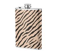 Fiaschetta tascabile minimalista a righe zebrate color pesca pallida, 237 ml, in acciaio inox, per papà, testimone dello sposo, matrimonio, viaggi, campeggio