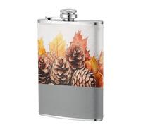 Fiaschetta tascabile rustica con pigne autunnali, 237 ml, in acciaio inox, per papà, testimone dello sposo, matrimonio, viaggi, campeggio