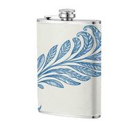 Fiaschetta tascabile semplice con piume blu, 226,8 g, in acciaio inox, per papà, testimone dello sposo, matrimonio, viaggi, campeggio