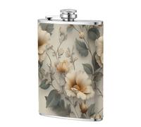 Fiaschetta tascabile vintage con fiori dorati, 236 ml, in acciaio inox, per papà, testimone dello sposo, matrimonio, viaggi, campeggio