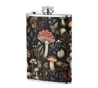 Fiaschetta tascabile vintage con funghi botanici da 237 ml, in acciaio inox, per papà, testimone dello sposo, matrimonio, viaggi, campeggio
