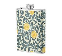 Fiaschetta tascabile vintage con motivo floreale giallo, 226,8 g, in acciaio inox, per papà, testimone dello sposo, matrimonio, viaggi, campeggio