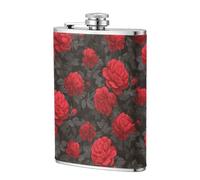 Fiaschetta tascabile vintage con papaveri rossi e rose, 236 ml, in acciaio inox, per papà, testimone dello sposo, matrimonio, viaggi, campeggio