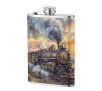 Fiaschetta tascabile vintage con treno a vapore, 236 ml, in acciaio inox, per papà, testimone dello sposo, matrimonio, viaggi, campeggio