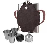 Fiaschetta Tascabile XL Fiaschetta Tascabile in Acciaio Inox con Borsa per il Trasporto 18oz/523ml con 4 Tazze Piccole 1 Imbuti per Alcool Liquori Whisky per Escursionismo,Arrampicata,Bar,Feste