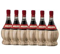 Fiasco Chianti DOCG 2024 - Leonardo da Vinci - Vino Rosso Toscano 12,5% Vol - Elegante, Fruttato e Armonioso - Iconico Fiasco in Paglia - Tradizione Toscana Made in Italy Premium (6 bottiglie)