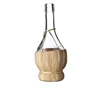Fiasco Di Vetro Rivestito In Paglia Specifico Per La Conservazione Di Vini. Realizzato In Vetro Adatto Per Prodotti Alimentari. Imboccatura 'Tappo Sughero'. Colore Bianco.