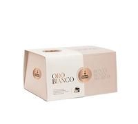 Fiasconaro - Panettone Oro Bianco con crema di mandorle da spalmare ricoperto di cioccolato bianco e fogliame di mandorle - 1 KG - Gusto Italiano Selection