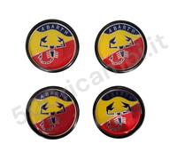 FIAT 500 126 KIT 4 TAPPI COPRIMOZZO ABARTH BICOLORE COPPETTA CERCHI LEGA DIAM. 5