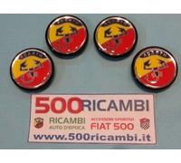 FIAT 500 126 KIT 4 TAPPI COPRIMOZZO ABARTH BICOLORE COPPETTA CERCHI LEGA DIAM. 5