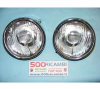 FIAT 500 EPOCA COPPIA FARI FANALE PROIETTORE ANTERIORE COMPLETO DI CORNICE
