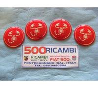 FIAT 500 F L R 126 KIT 4 PZ. STEMMA ADESIVO PER BORCHIE RUOTA CERCHI LOGO ABARTH