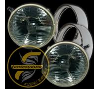 Fiat 500 F L R Coppia Fari Proiettori Completi Di Cornice Cromata