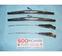 FIAT 500 F L R KIT COPPIA BRACCI CROMATI + COPPIA SPAZZOLE TERGICRISTALLI ATTACC