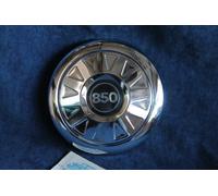 FIAT 850 BERLINA COPPA RUOTA FUORISERIE CROMATO LOGO NERO HUBCAP WHEELS NOS