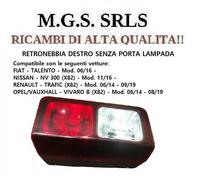 OPEL VIVARO B X82 (06/14-09/19)FANALE POSTERIORE SINISTRO SENZA PORTA LAMPADA