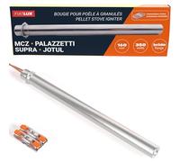 FIATLUX Candela per stufa a granello 160/170 mm - 350 W - Diametro 12,5 mm - MCZ - Palazzetti - Supra - Jotul - Parte originale - Clip di collegamento incluse - FL-0004