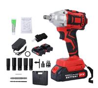 Fiauli Chiave a urto senza fili, 21 V, 520 n.mm, con 2 batterie da 1500 mAh, chiave elettrica brushless, per auto di famiglia, lavori di costruzione, colore rosso