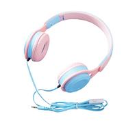 Fiauli Cuffie cablate per bambini, cuffie over-ear stereo HiFi Surround Mega Bass, cuffie per studenti pieghevoli compatibili con HD con microfono per il gioco Azzurro